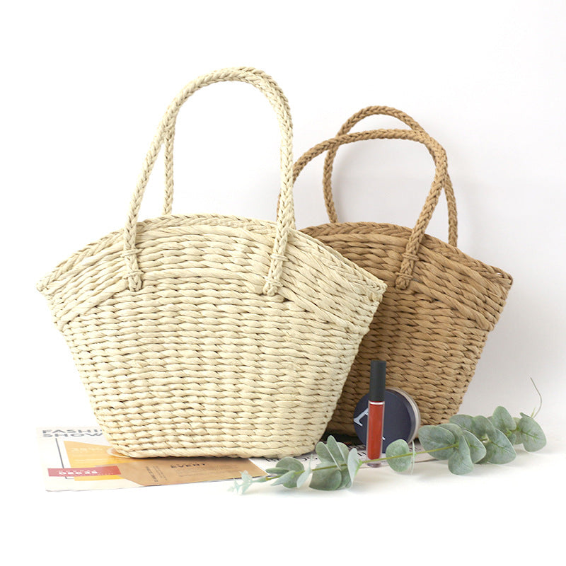 Straw Woven Drawstring Handbag