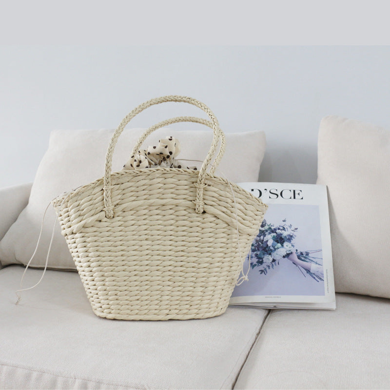 Straw Woven Drawstring Handbag