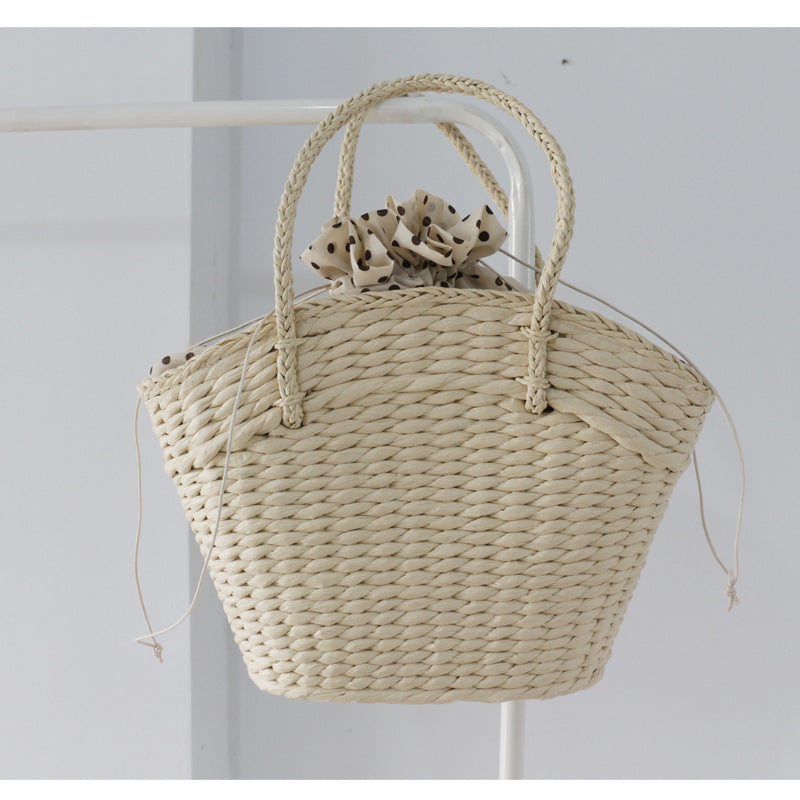 Straw Woven Drawstring Handbag