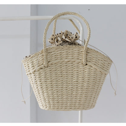 Straw Woven Drawstring Handbag