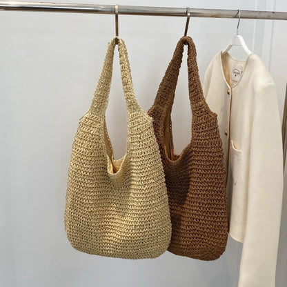 Straw Woven Tote Bag with Adjustable Straps
