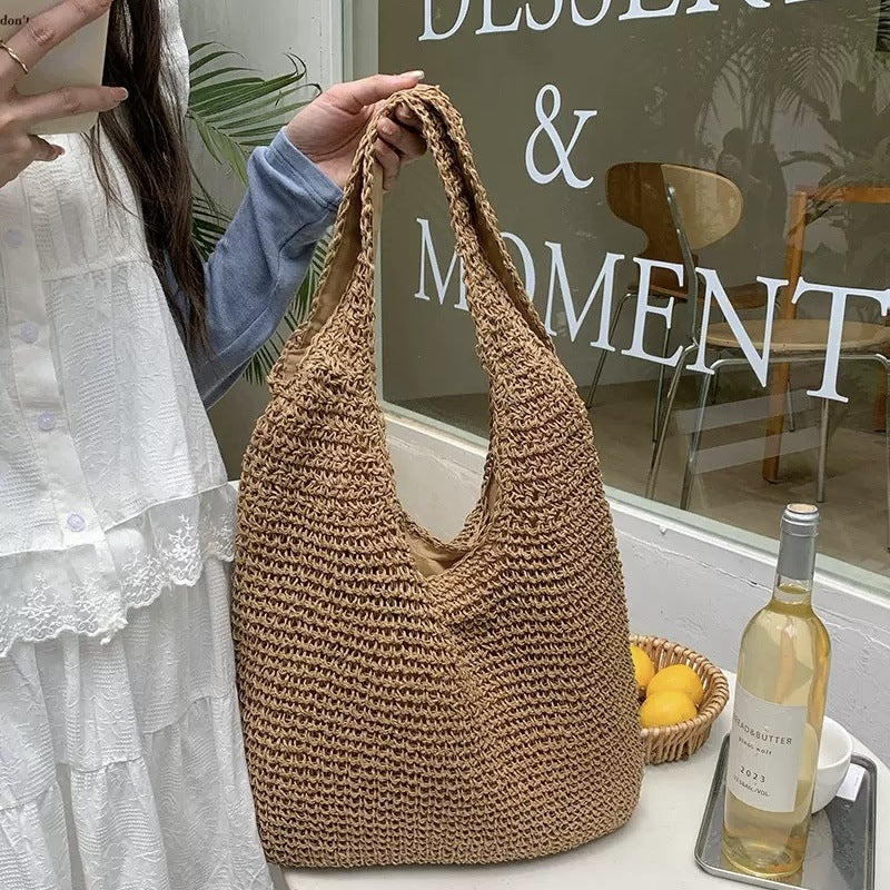 Straw Woven Tote Bag with Adjustable Straps