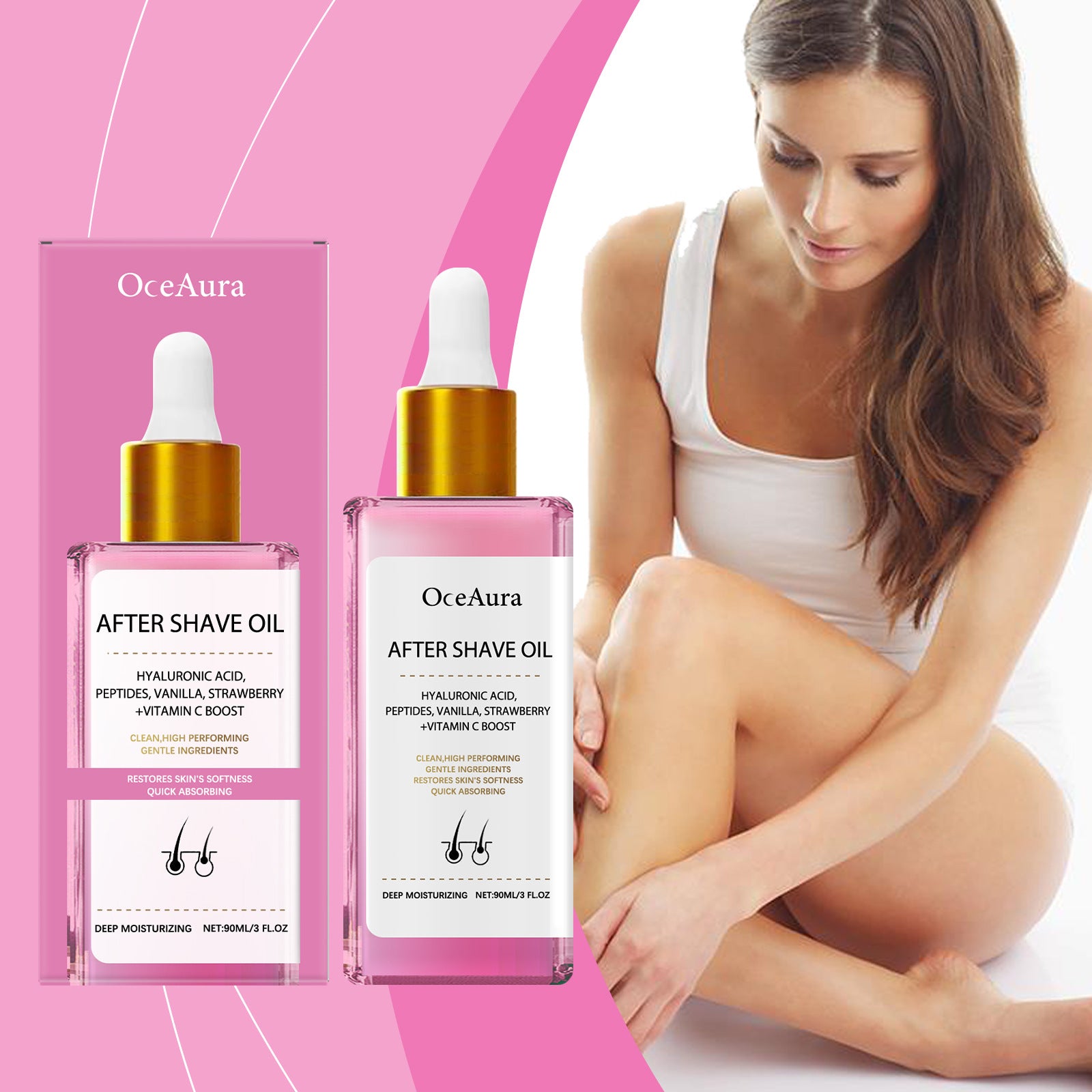 Strawberry-flavored hair removal and shaving care essential oil