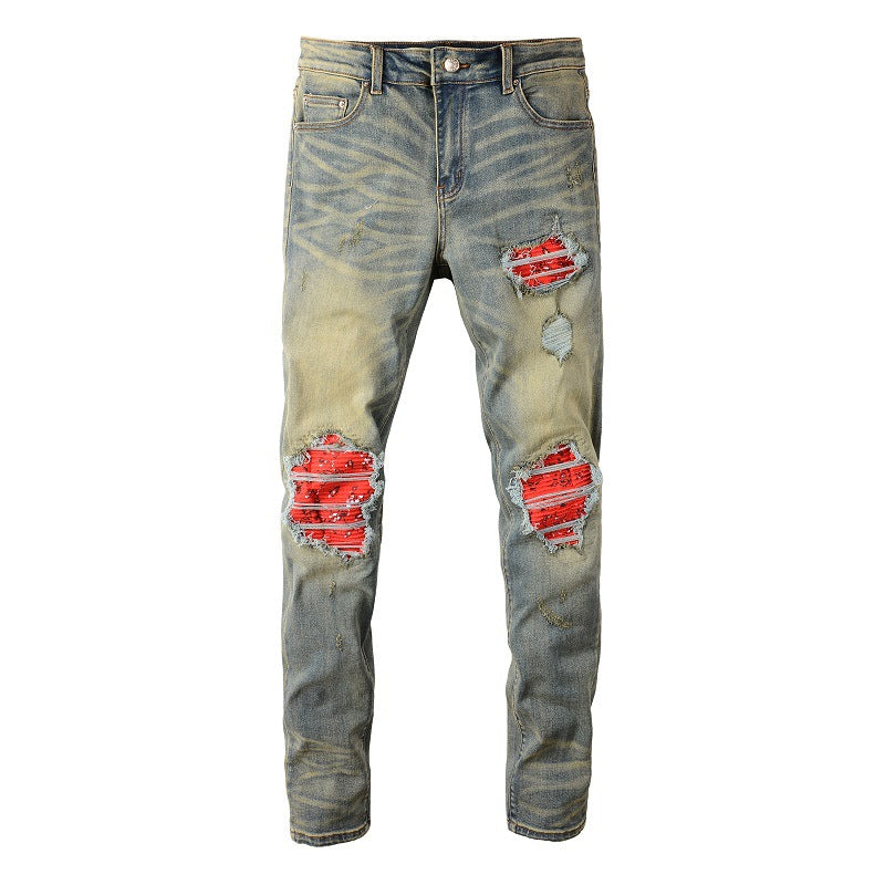 Street-style casual denim trousers