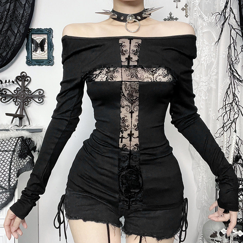 Street Style Long Sleeve Cross Contrast Top