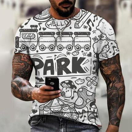 Street-style Trendy Men's Round-Neck T-Shirt