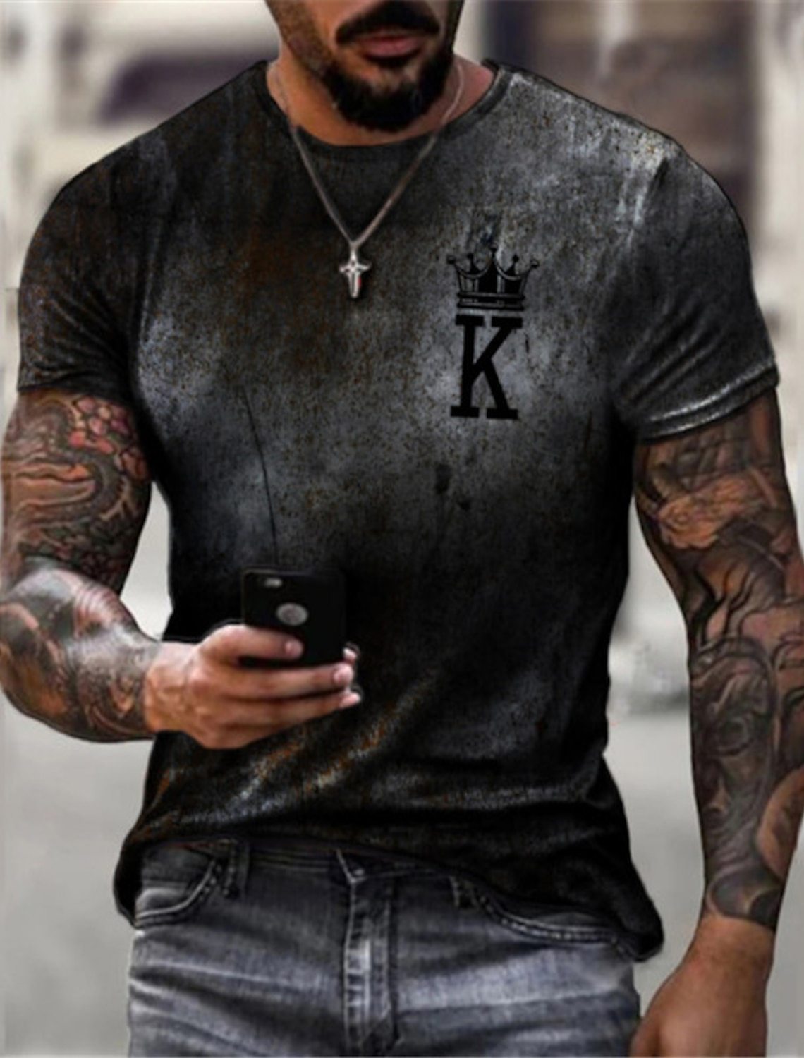 Street-style Trendy Men's Round-Neck T-Shirt