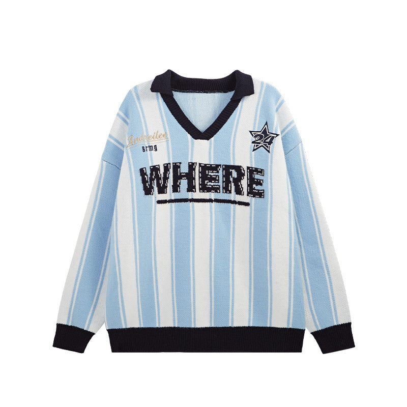 Streetwear Retro Sweater with Embroidery