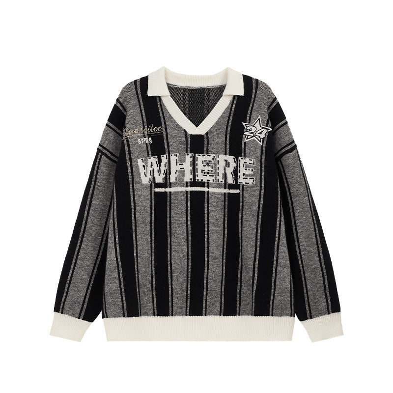 Streetwear Retro Sweater with Embroidery