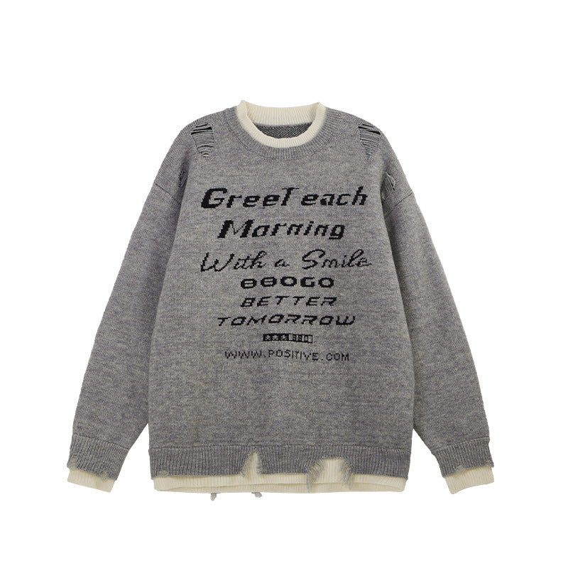 Streetwear Retro Sweater with Embroidery