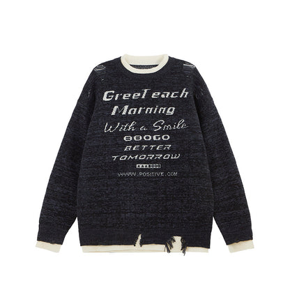 Streetwear Retro Sweater with Embroidery