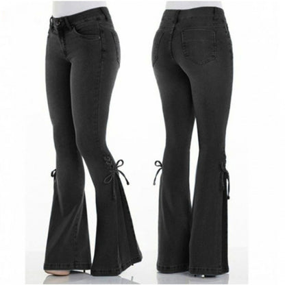 Stretch Flared Denim Trousers