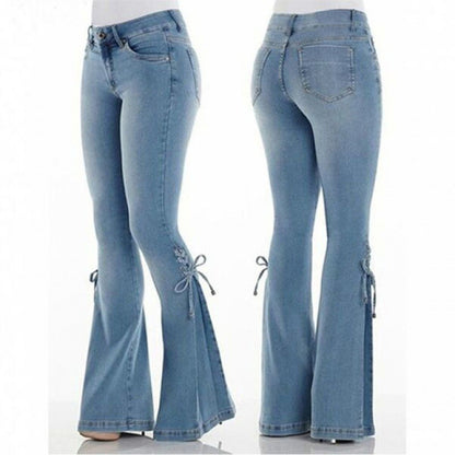 Stretch Flared Denim Trousers