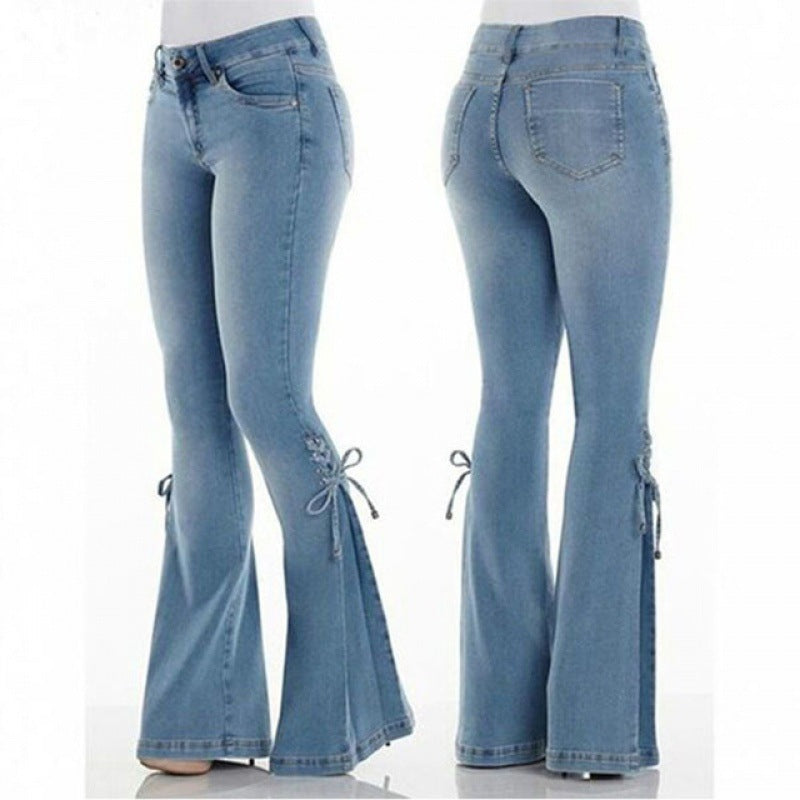 Stretch Flared Denim Trousers