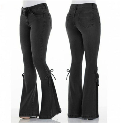 Stretch Flared Denim Trousers