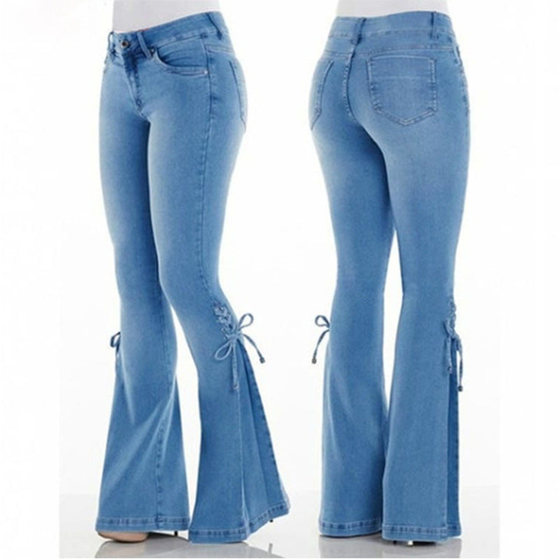 Stretch Flared Denim Trousers