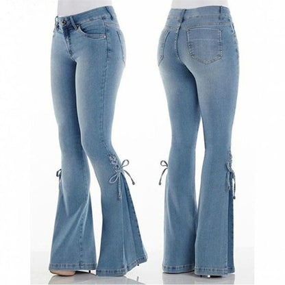 Stretch Flared Denim Trousers