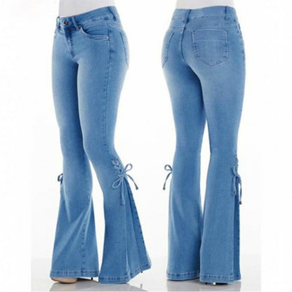 Stretch Flared Denim Trousers