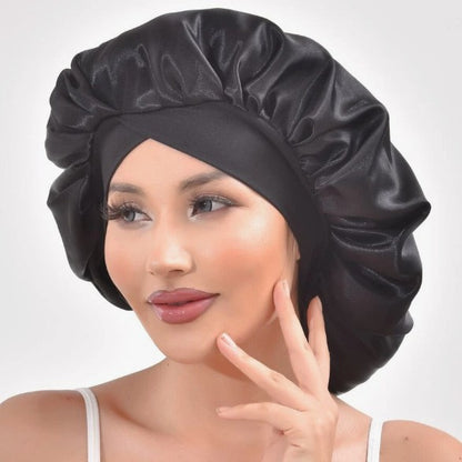 Stretch Silk Round Hat Wide-Brimmed Nightcap