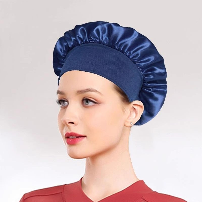 Stretch Silk Round Hat Wide-Brimmed Nightcap