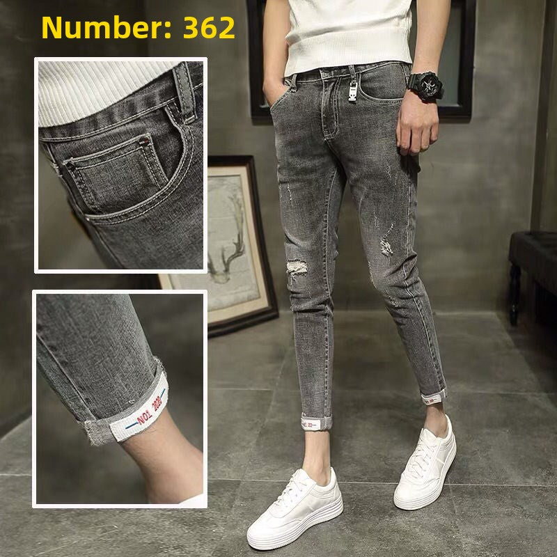 Stretch Slim-Fit Ripped Jeans for Men