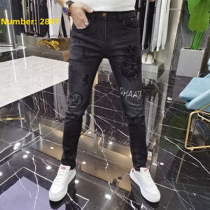 Stretch Slim-Fit Ripped Jeans for Men