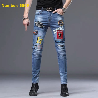 Stretch Slim-Fit Ripped Jeans for Men
