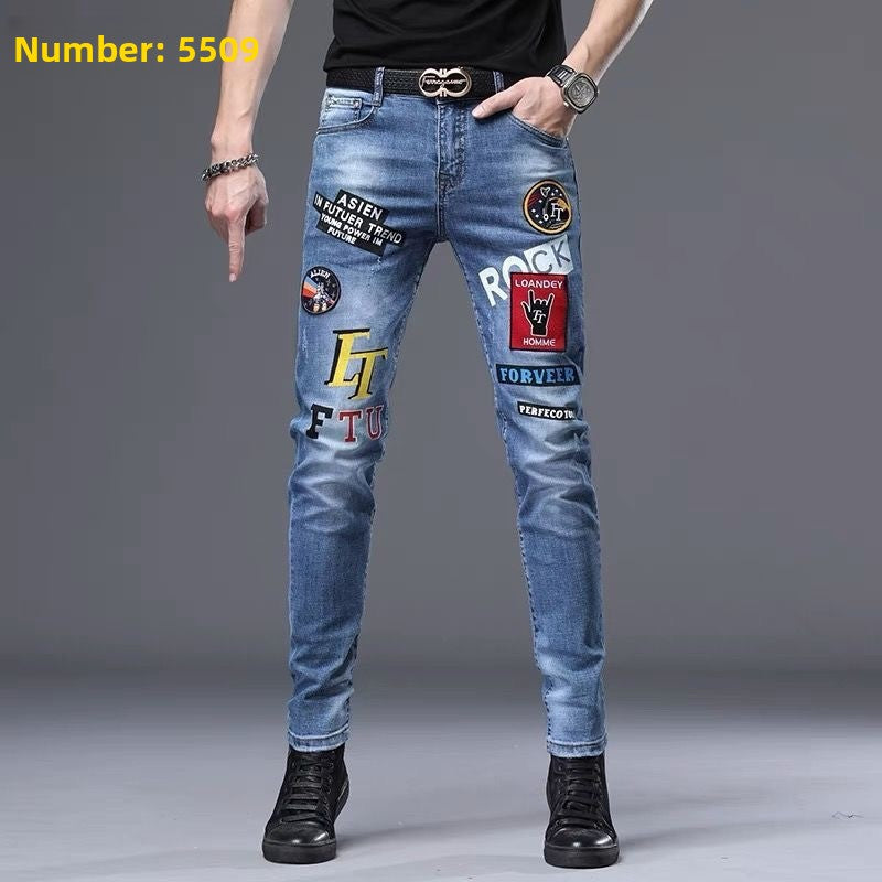 Stretch Slim-Fit Ripped Jeans for Men