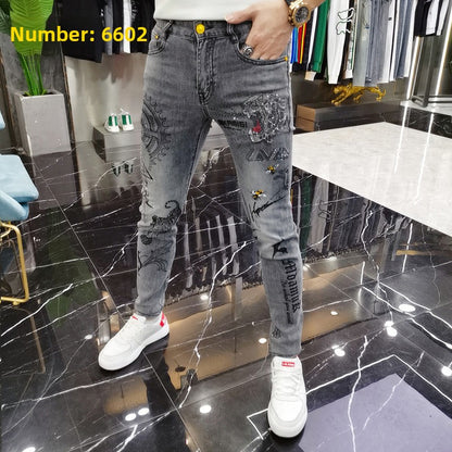 Stretch Slim-Fit Ripped Jeans for Men