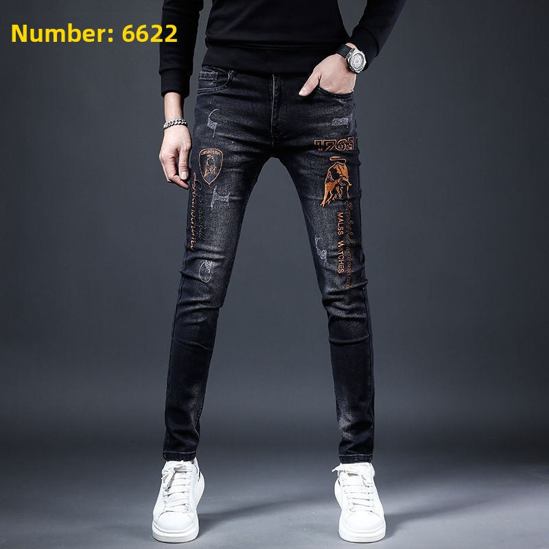 Stretch Slim-Fit Ripped Jeans for Men