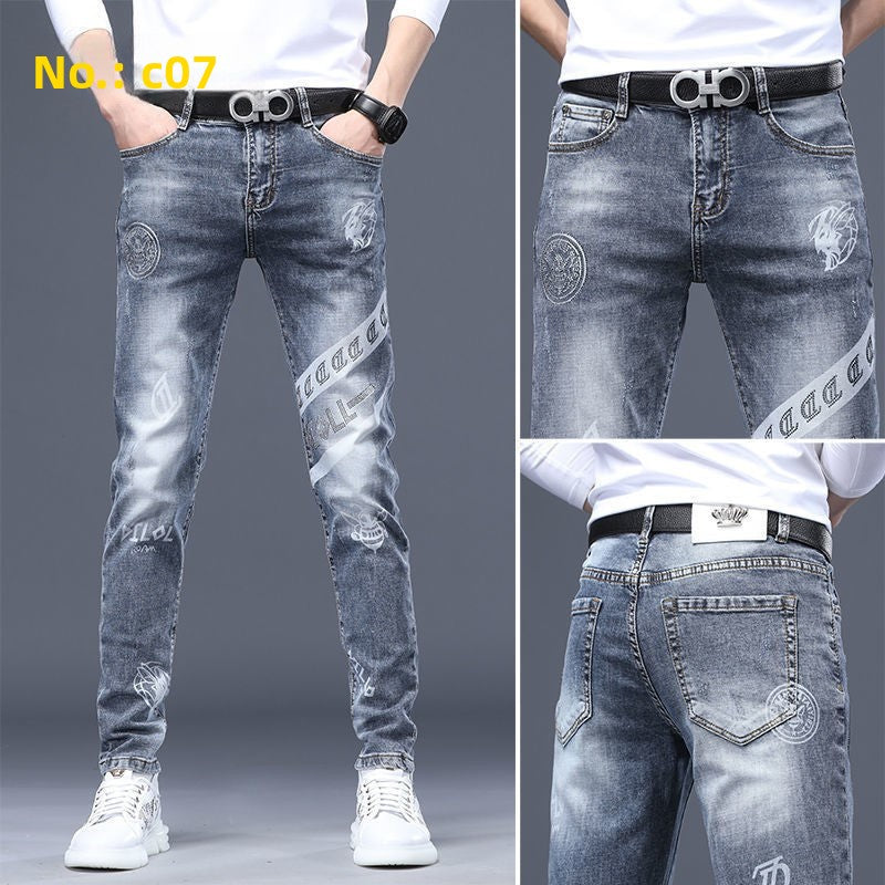 Stretch Slim-Fit Ripped Jeans for Men