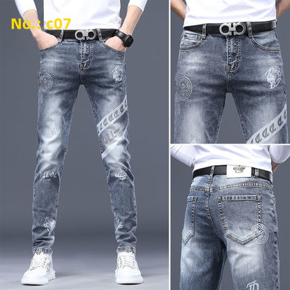 Stretch Slim-Fit Ripped Jeans for Men