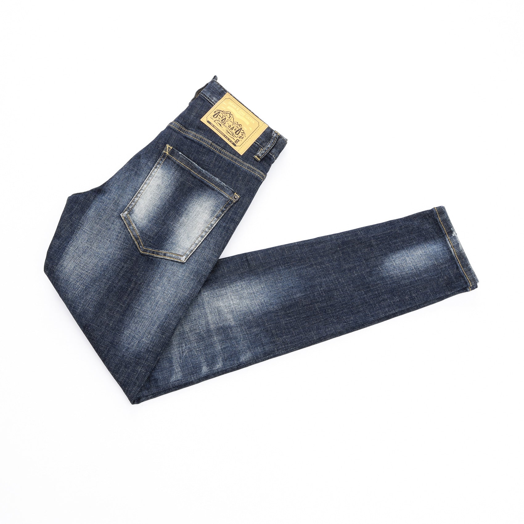 Stretch Washed Inkjet Ripped Tight Jeans Men's Pants