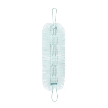 Stretchable bath ball with back scrubbing strip