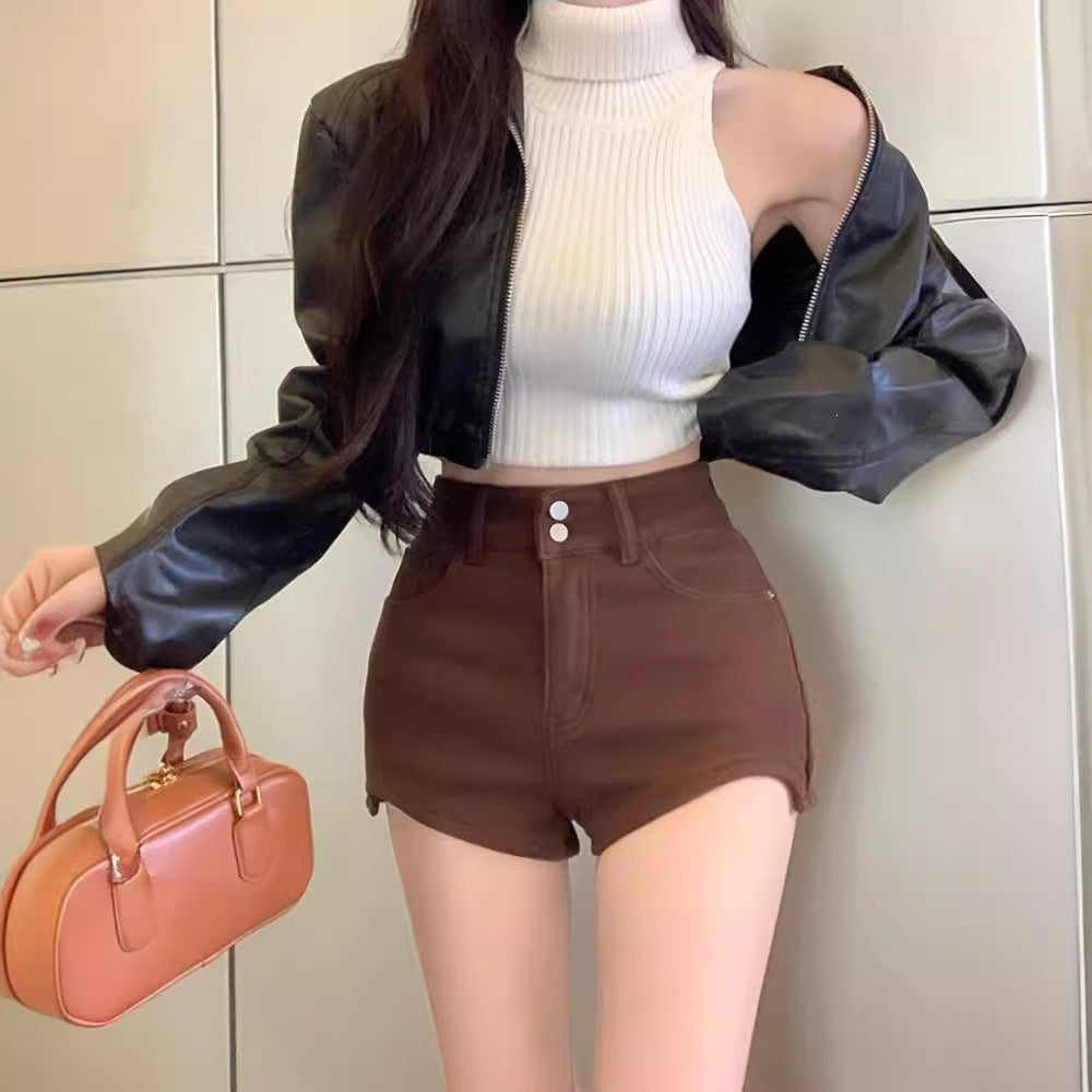 Stretchy A-Line Denim Shorts for Women