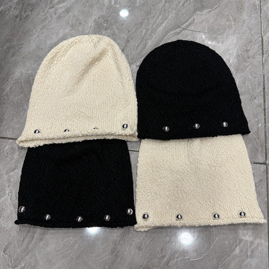 Stretchy Slouchy Knit Beanie with Badge