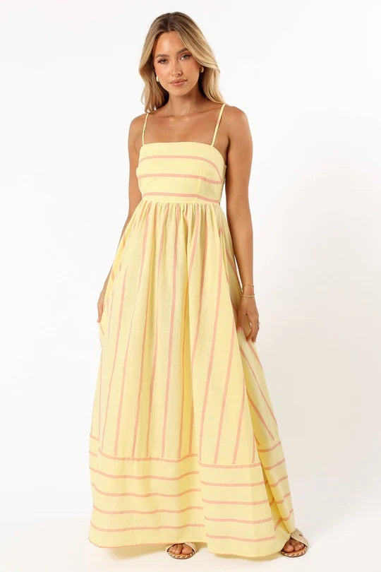 Striped Backless Swing Dress