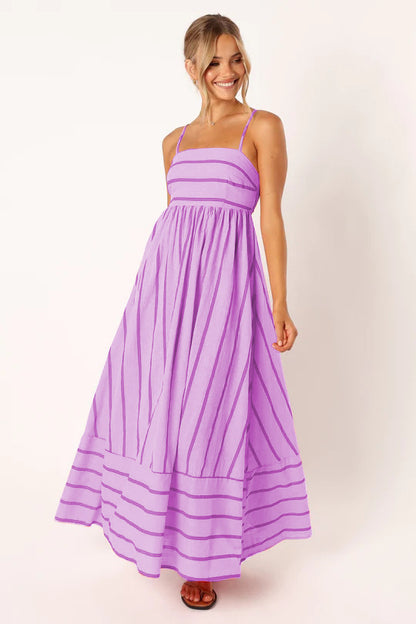 Striped Backless Swing Dress