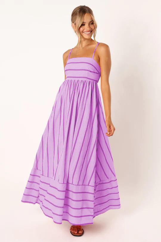Striped Backless Swing Dress