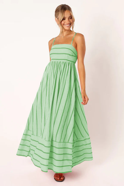 Striped Backless Swing Dress