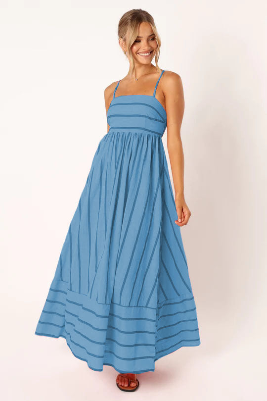 Striped Backless Swing Dress