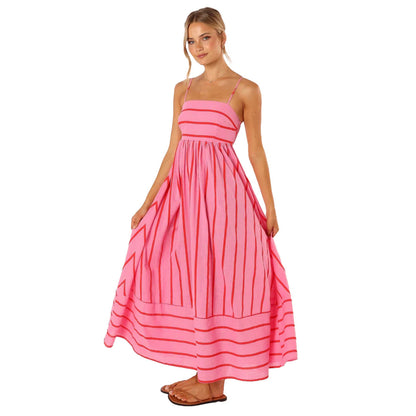 Striped Backless Swing Dress