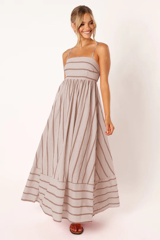 Striped Backless Swing Dress