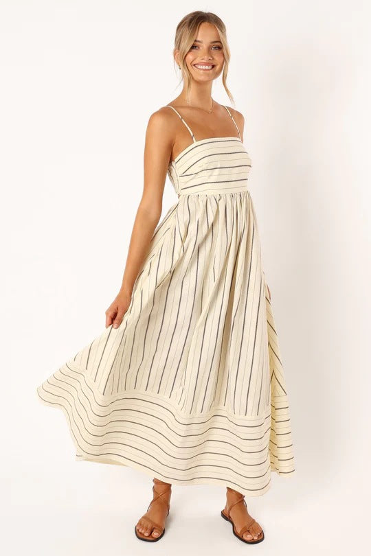 Striped Backless Swing Dress