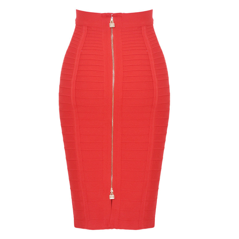 Striped Bandage High-Waisted Slimming Skirt