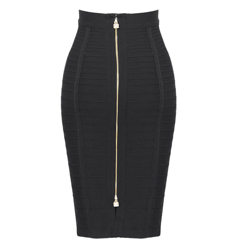Striped Bandage High-Waisted Slimming Skirt