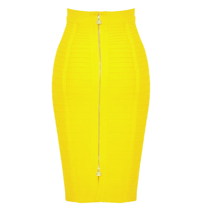 Striped Bandage High-Waisted Slimming Skirt
