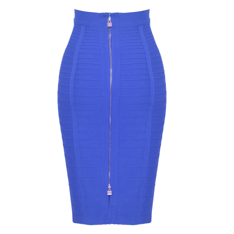 Striped Bandage High-Waisted Slimming Skirt