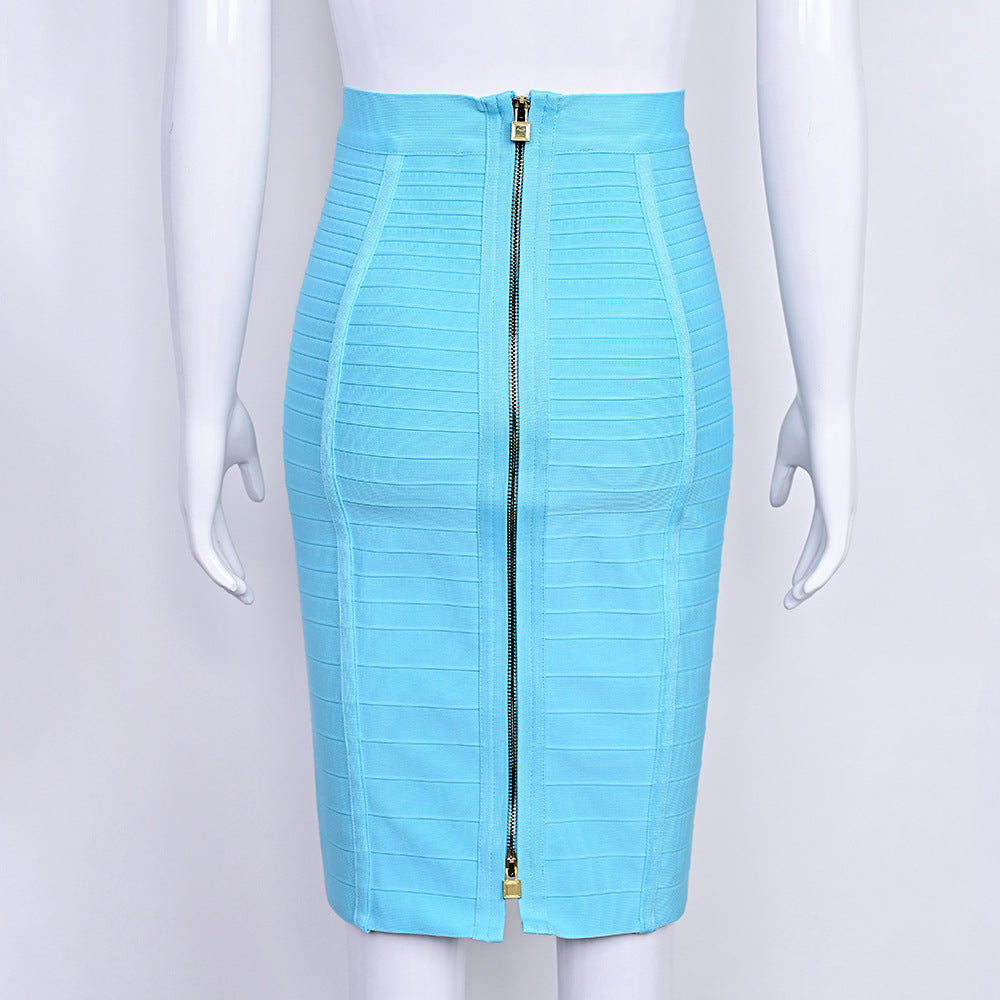 Striped Bandage High-Waisted Slimming Skirt