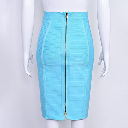 Striped Bandage High-Waisted Slimming Skirt